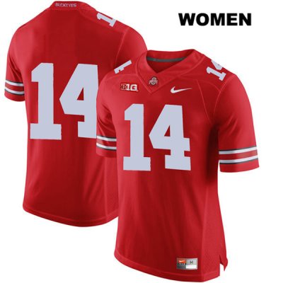 Women's NCAA Ohio State Buckeyes Isaiah Pryor #14 College Stitched No Name Authentic Nike Red Football Jersey QT20F12EL